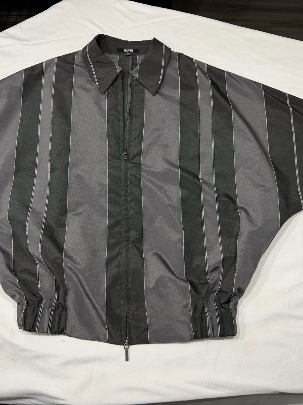 BOSS Unisex Black & Gray Striped Batwing Jacket